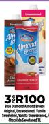 Blue Diamond Almond Breeze Original,Unsweetened,Vanilla Sweetened,Vanilla Unsweetened-3 x 1Ltr