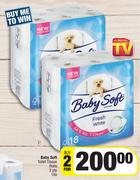 Baby Soft Toilet Tissue Rolls 2 Ply-For 2 x 18s
