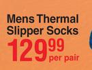 Mens Thermal Slipper Socks-Per Pair