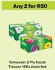 Twinsaver 2 Ply Facial Tissues Assorted-For Any 2 x 180s