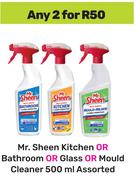 Mr Sheen Kitchen Or Bathroom Or Glass Or Mould Cleaner 500ml Assorted-For Any 2