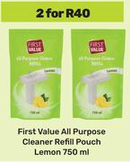 First Value All Purpose Cleaner Refill Pouch Lemon-For 2 x 750ml