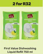 First value Dishwashing Liquid Refill-For 2 x 750ml