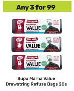 Supa Mama Value Drawstring Refuse Bags-For Any 3 x 20s
