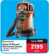 Bennett Read Hydro 15 Wet & Dry Vacuum Cleaner YLW6293-B-Each