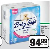 Baby Soft Toilet Tissue Rolls 2 Ply-18s Each