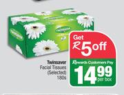 Twinsaver Facial Tissues (Selected)-180s Per Box