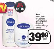 Nivea Body Lotion Or Cream For Men Or Women Assorted-400ml Each
