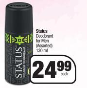 Status Deodorant For Men Assorted-130ml Each