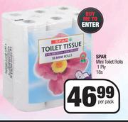 Spar Mini Toilet Rolls 1 Ply-18s Pack