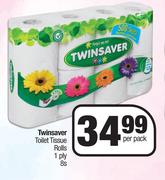Twinsaver Toilet Tissue Rolls 1 Ply-8s Per Pack