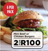 Mini Beef Or Chicken Burgers-For 2