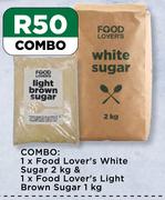 1 x Food Lover's White Sugar 2Kg & 1 x Food Lover's Light Brown Sugar 1Kg-Combo