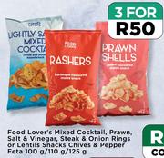 Food Lover's Mixed Cocktail, Prawn, Salt & Vinegar, Steak & Onion Rings-For 3 x 100g/110g/125g