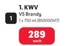 KWV Vs Brandy 850000417-1 x 750ml Each