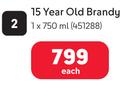 SYDNEY BLACK 15 Year Old Brandy 451288-1 x 750ml Each