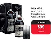 KRAKEN Black Spiced Imported Rum Glass Gift Pack 297804-1 x 750ml 