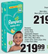 Pampers Active Baby Jumbo Pack Disposable Diapers-Per Pack