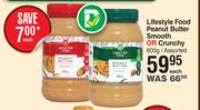 Lifestyle Food Peanut Butter Smooth & Crunchy Assorted-800g Each