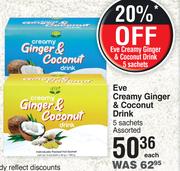 Eve Creamy Ginger & Coconut Drink 5 Sachets Assorted-Each