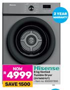 Hisense 8Kg Vented Tumble Dryer DV1W801UT
