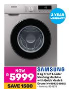Samsung 8Kg Front Loader Washing Machine With Quick Wash & Drum WW80T3040BS