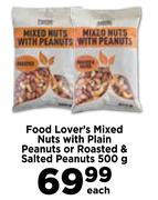 Food Lover's Mixed Nuts With Plain Peanuts Or Roasted & Salted Peanuts-500g Each