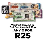 You First Coconut Or oat Bars Assorted-For Any 2 x 50g