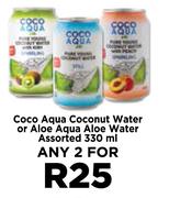 Coco Aqua Coconut Water Or Aloe Aqua Aloe Water Assorted-For Any 2 x 330ml
