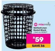 Miss Molly Slotted Linen Basket Black