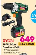 Ryobi 18V Li-Ion Cordless Drill