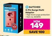 Switched 3 Pin Surge Multi Adaptor