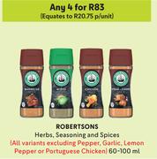 Robertsons Herbs, Seasoning & Spices-For Any 4 x 60-100ml