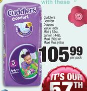 Cuddlers Comfort Dipers Value Pack Midi(52s),Junior(44s),Maxi(50s) Or Maxi Plus(48s)-Per Pack