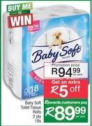Baby Soft Toilet Tissue Rolls 2 Ply-18s Per pack