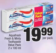 Aquafresh Fresh & Minty Toothpaste Value Pack-2 x 100ml Per Pack