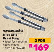 Megamaster Wide Grip Braai Tong-For 2
