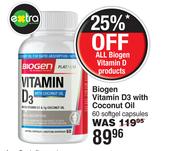 Biogen Vitamin D3 With Coconut Oil 60 Softgel Capsules