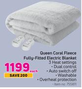 Pure Pleasure Queen Coral Fleece Fully Fitted Electric Blanket