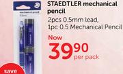 Staedtler Mechanical Pencil 2Pcs 0.5mm Lead 1Pcs 0.5 Mechanical Pencil-Per Pack