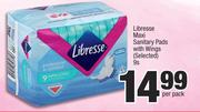 Libresse Maxi Sanitary Pads With Wings (Selected)-9's Per Pack