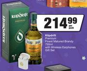 Klipdrift Premium Finest Matured Brandy 750ml With Wireless Earphones Gift Set-Per Pack