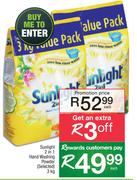 Sunlight 2 In 1 Hand Washing Powder (Selected)-3Kg Each
