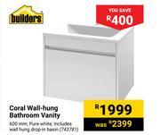 Builders Coral Wall Hung Bathroom Vanity
