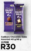 Cadbury Chocolate Slabs Assorted-For 2 x 40g/48g