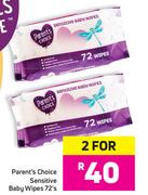 Parents Choice Sensitive Baby Wipes-2 x 72's