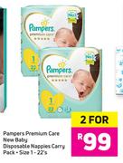 Pampers Premium Care New Baby Disposable Nappies Carry Pack-For 2