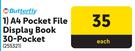 Butterfly A4 Pocket File Display Book 30 Pocket-Each