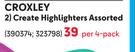 Croxley Create Highlighters Assorted-Per 4 Pack