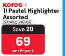 Kores Pastel Highlighter Assorted-Per 6 Pack